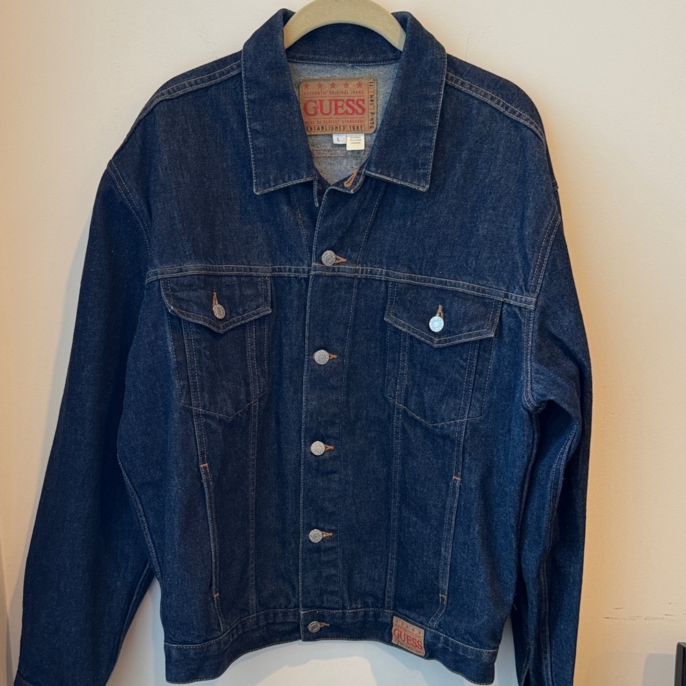 Guess Men's Dark Blue Denim Jacket